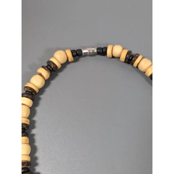 Y2K Brown Wood Bead Surfer Style Necklace Beach‎ Coastal 18 in - Picture 5 of 7